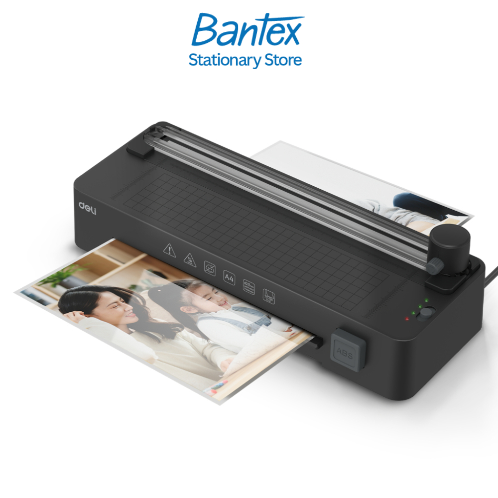 Deli เครื่องเคลือบ เครื่องเคลือบเอกสาร ร้อนเร็ว A4 แบบเคลือบร้อน พร้อมอุปกรณ์ตัด 3in1 Laminator