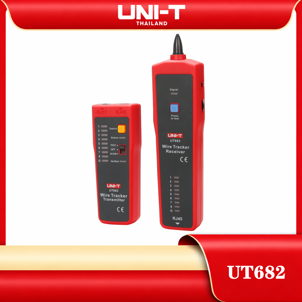 UNI-T UT682 เครื่องทดสอบสายเคเบิลเครือข่าย RJ11 RJ45 สําหรับบํารุงรักษาเครือข่าย