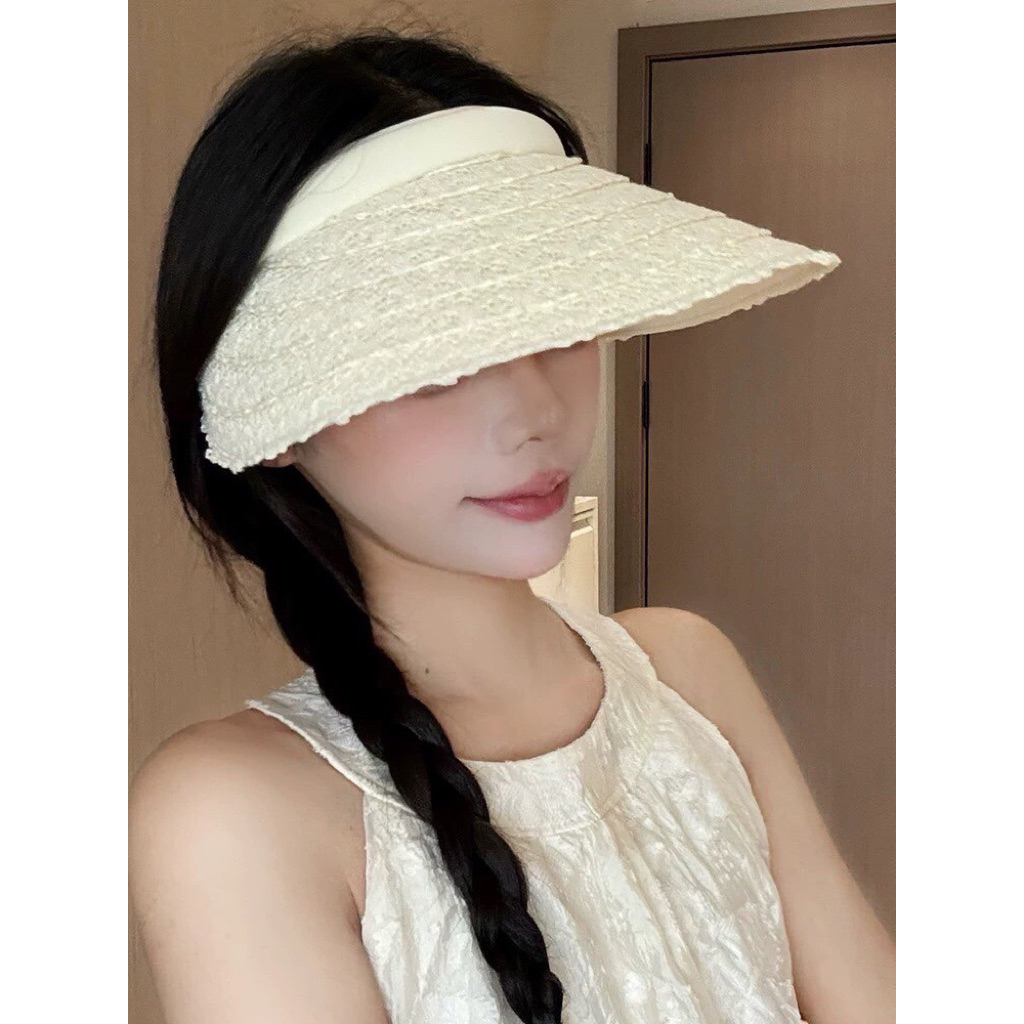 หมวกสานครึ่งหัว ลายลูกไม้ กันuv100% มี3สี