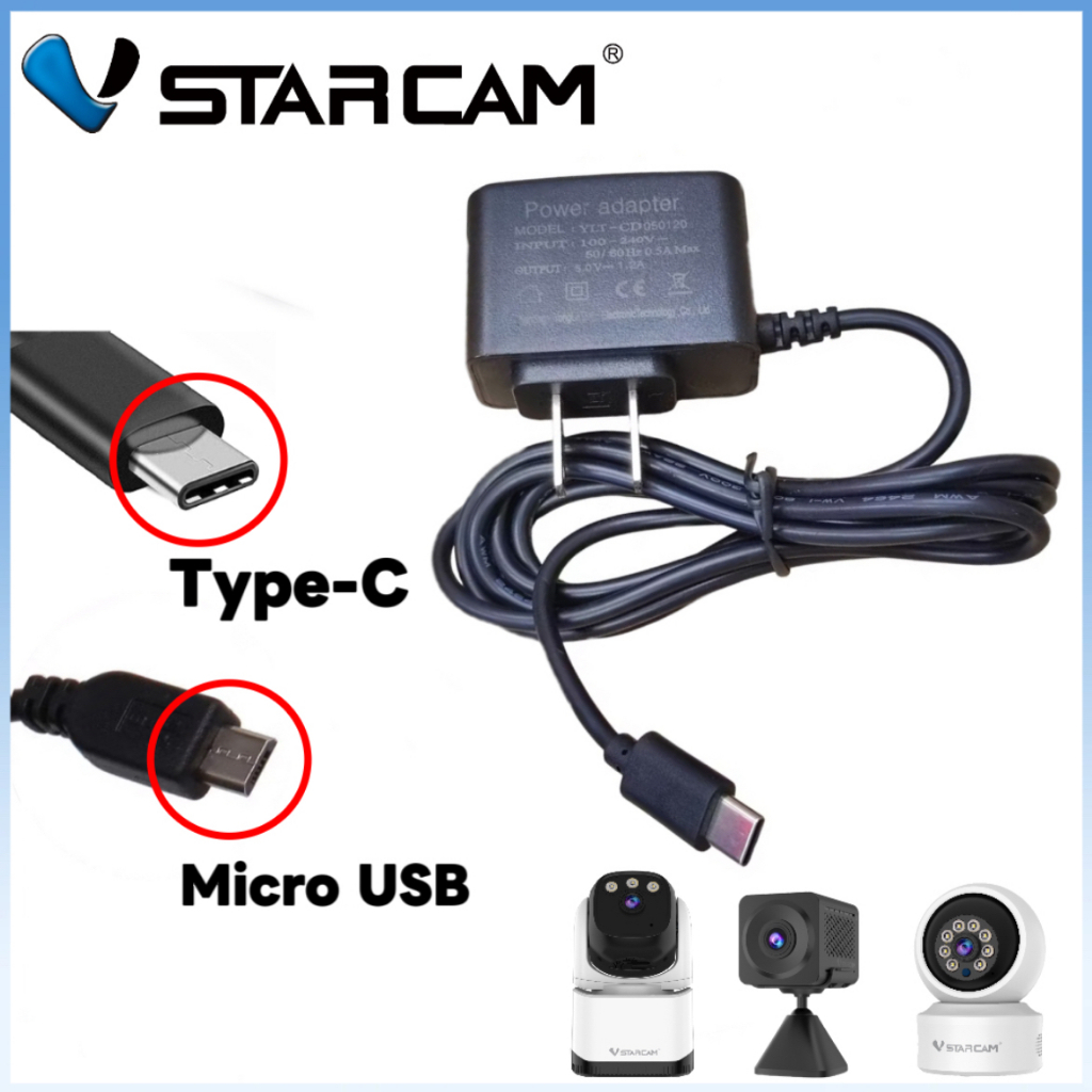 VSTARCAM Adapter 5V - 1.2A 6.0W Type-C / Micro USB อะแดปเตอร์ สำหรับกล้องวงจรปิด iP Camera