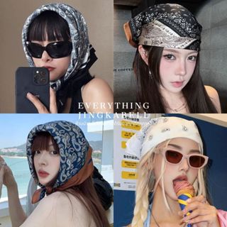 🔥พร้อมส่ง🔥 ผ้าพันคอซาติน ผ้าโพกหัววินเทจ【70x70 ซม】ผ้ามัดผมเก…