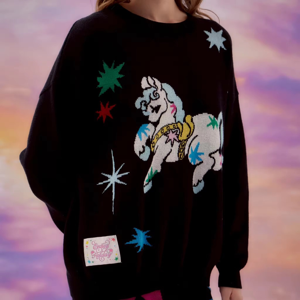 🖤🦄New+พร้อมส่ง🖤🦄เสื้อสเวตเตอร์แบรน Endless♾️holiday X Orm Kornnaphat🖤รุ่น Stellar Unicorn ใหม่🦄ลายสว