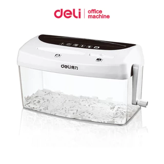 Deli เครื่องทำลายเอกสาร มือหมุน 4L A4 3x23mm เสียงเบา≤55dB น้ำหนักเบา ทำลาย CD บัตร Paper Shredder