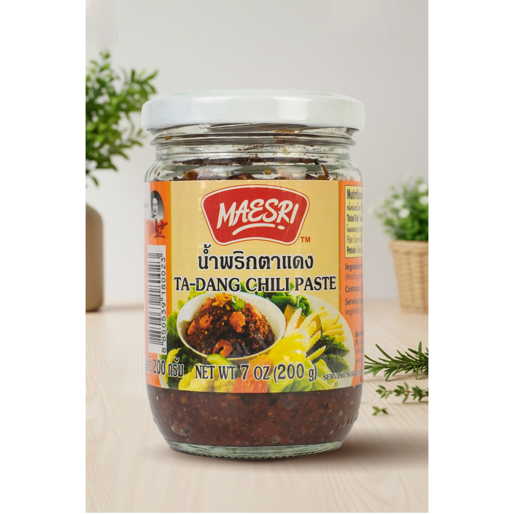 น้ำพริกตาแดง ขวดแก้ว 200 กรัม (แม่ศรี)