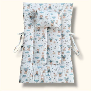 ที่นอนเด็กอนุบาล ผ้าcotton100 รุ่นหัวล็อค ที่นอนพร้อมหมอน แบบพกพาขนาด 75x120cm ซักได้ทั้งชิ้น