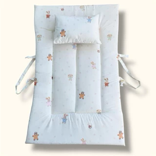 ที่นอนเด็กอนุบาล ผ้าcotton100 รุ่นหัวล็อค ที่นอนพร้อมหมอน แบบพกพาขนาด 75x120cm ซักได้ทั้งชิ้น