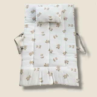 ที่นอนเด็กอนุบาล ผ้าcotton100 รุ่นหัวล็อค ที่นอนพร้อมหมอน แบบพกพาขนาด 75x120cm ซักได้ทั้งชิ้น