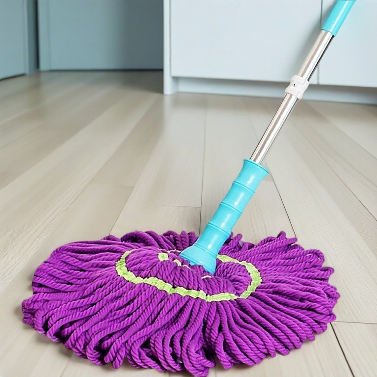 Am Ali Mall  ไม้ม็อบถูพื้นแบบบิดล็อค  ไม้ถูไมโครไฟเบอร์ ด้ามแสตนเลส สีม่วง