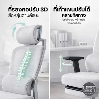 รุ่น Ergo Gentle 10 รุ่น เก้าอี้เพื่อสุขภาพ ตัวเองสายทำงานยาว นุ่มแบบธรรมชาติ เก้าอี้ทำงาน เก้าอี้คอม เก้าอี้ออฟฟิศ