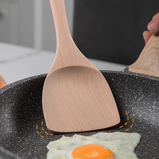 GAOBOOS ตะหลิวไม้บีช พลั่วไม้ ไม้พายทำอาหาร ทำจากไม้จริง จับถนัดมือ shovel spoon