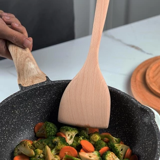 GAOBOOS ตะหลิวไม้บีช พลั่วไม้ ไม้พายทำอาหาร ทำจากไม้จริง จับถนัดมือ shovel spoon