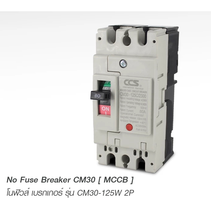 โนฟิวส์ เบรกเกอร์ NO FUSE BREAKER MCCB CM30-125CW 2P แบรนด์ CCS (รับประกัน 5 ปี)