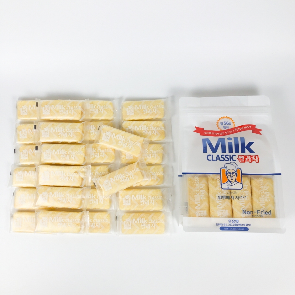 ขนมข้าว Milk Classic(มิลค์ คลาสสิก) 240g แครกเกอร์ข้าว Non Fried ขนมเกาหลี 쌀과자