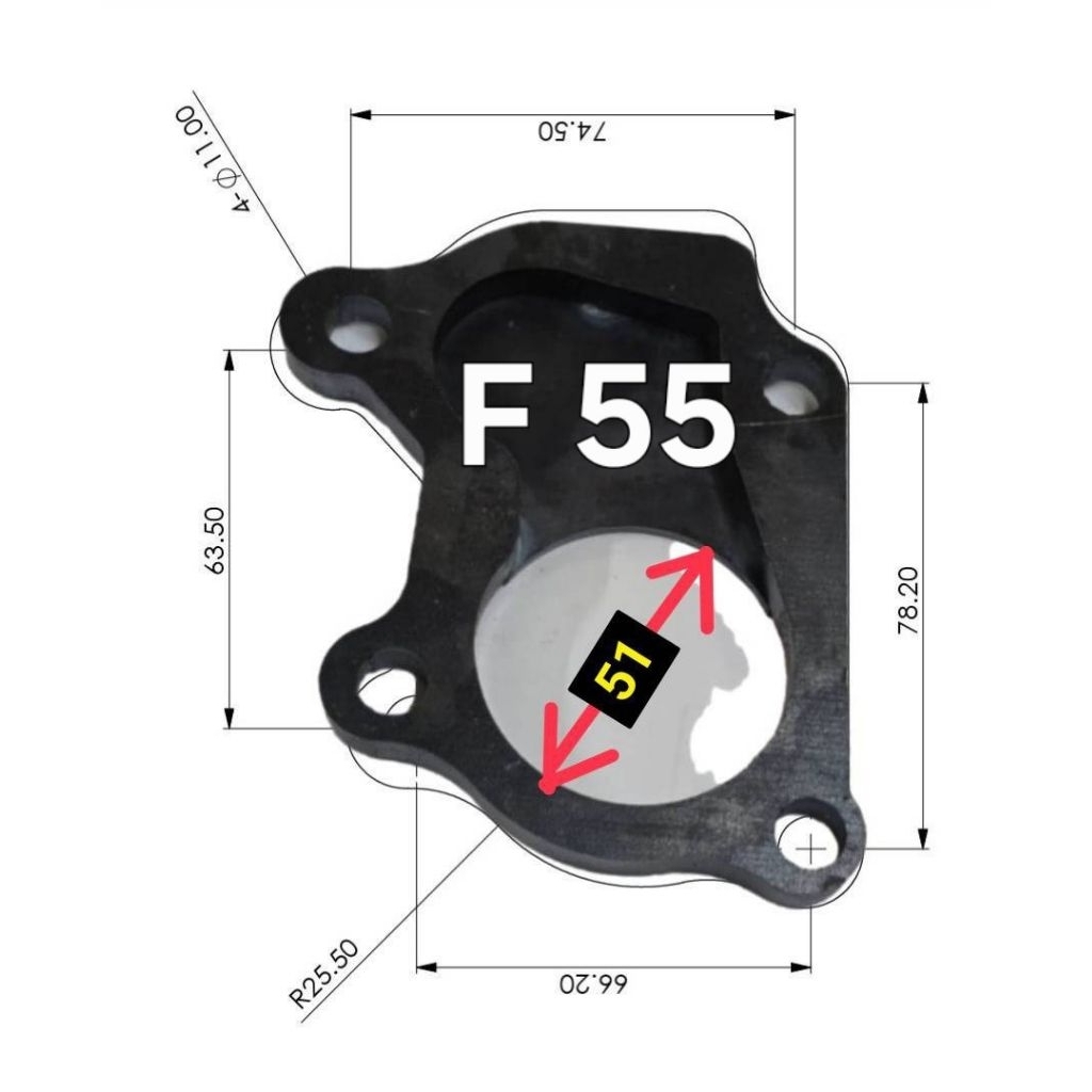 แปลนท่อไอเสีย F55 แบบมีแผ่นปิดช่อง