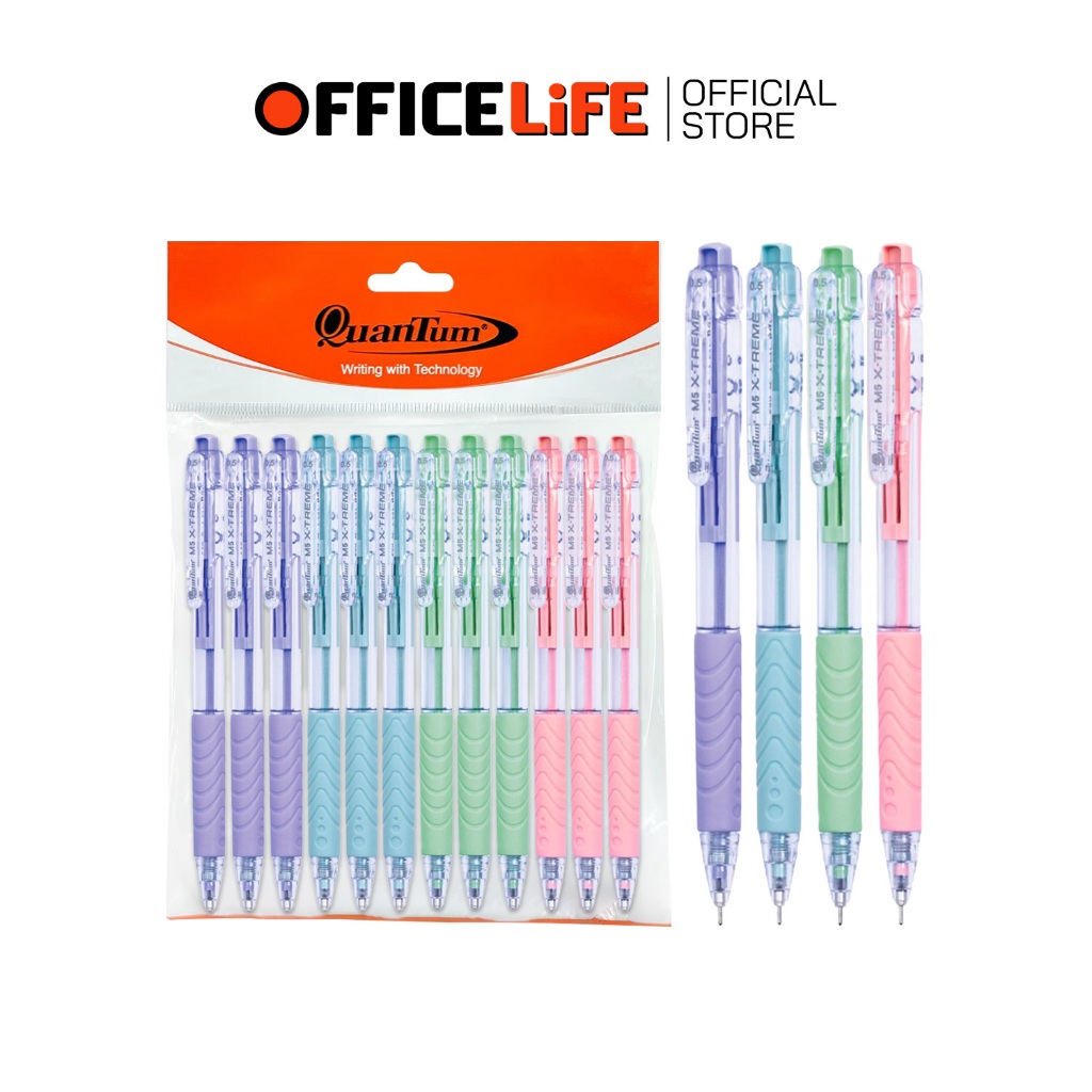 Quantum (ควอนตัม) ปากกาลูกลื่น ปากกา รุ่น M5 X-treme ขนาด 0.5 มม. หมึกน้ำเงิน ( 12 ด้าม / แพ็ค )