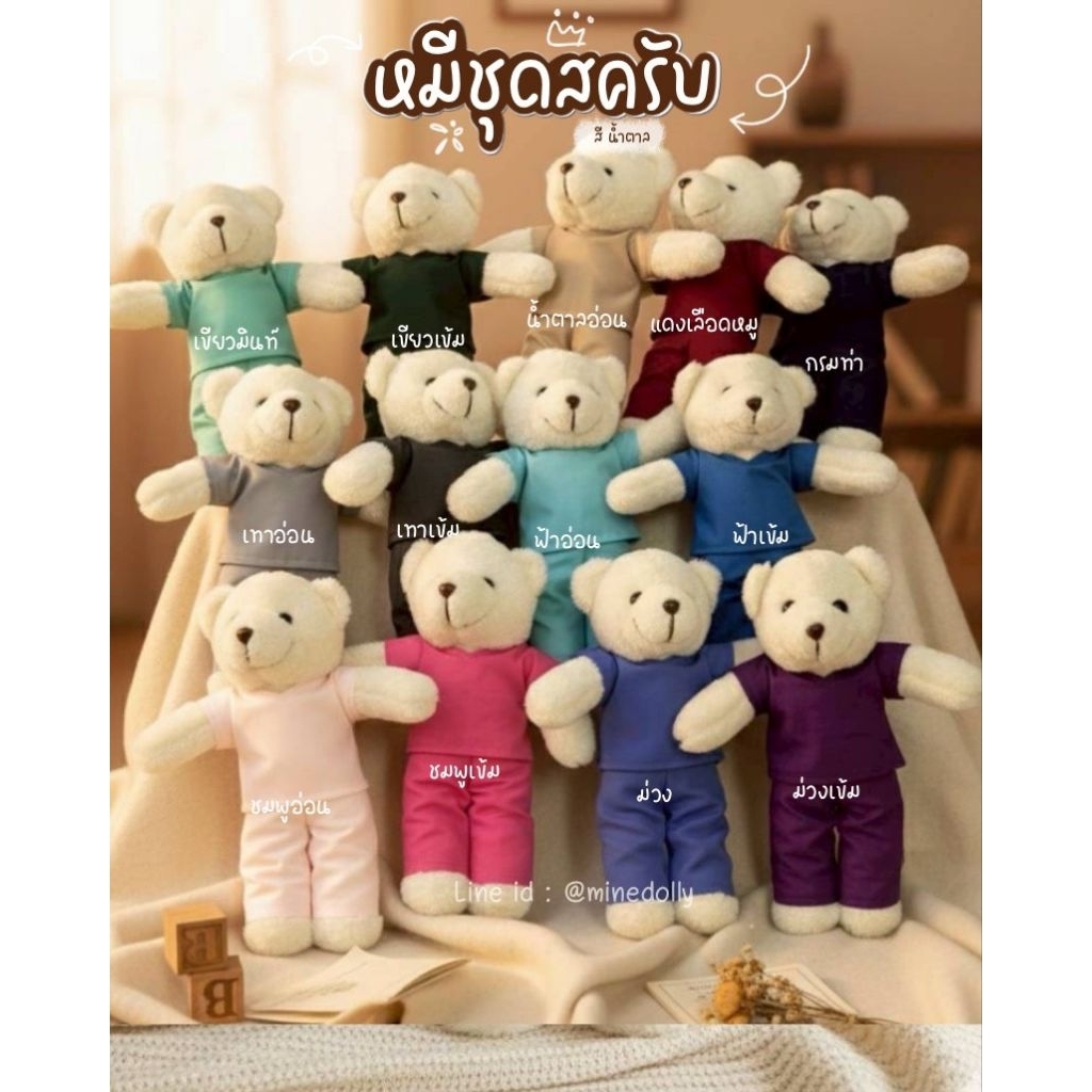 ตุ๊กตาหมี ชุดสครับ ของขวัญรับปริญญา แพทย์ พยาบาล เภสัชกร แพทย์ฉุกเฉิน สัตวแพทย์ พร้อมส่ง