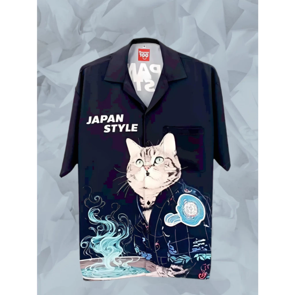 เสื้อเชิ้ตฮาวายไหมอิตาลี Men in Black สุดเท่ห์