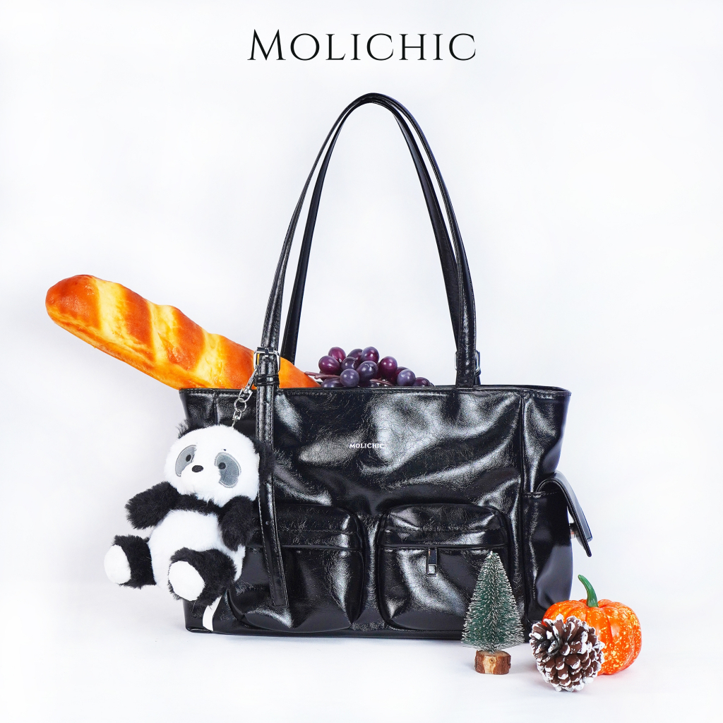 MOLICHIC Pocket Utility Bag กระเป๋าสะพายข้าง ใบใหญ่ จุของได้เยอะ หนังพรีเมียม ดีไซน์ช่องเก็บของเยอะ สไตล์เกาหลี