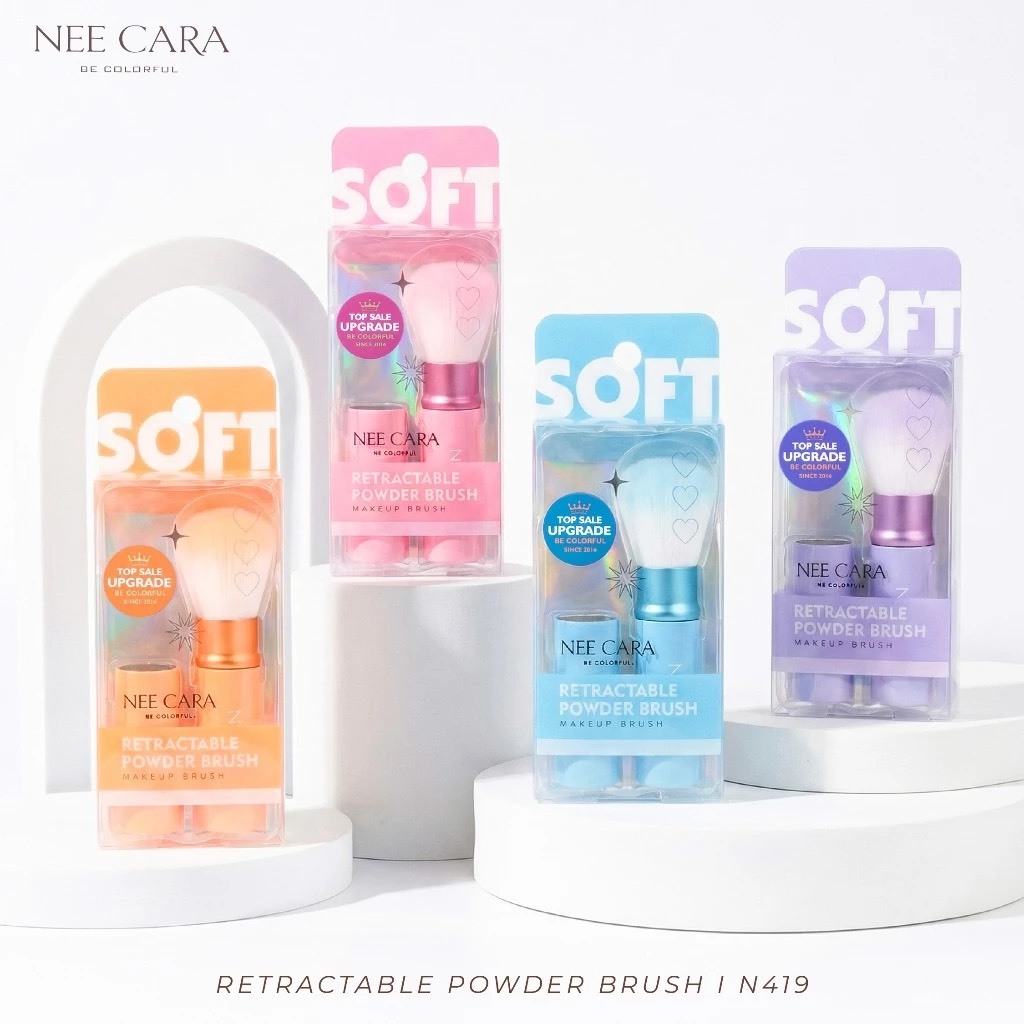 แปรงแต่งหน้าจิ๋ว พกง่าย นีคาร่า NEE CARA RETRACTABLE POWDER BRUSH ( มีให้เลือก 4 สี ) #N419