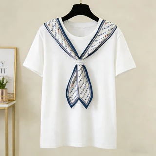 M-4XL เสื้อยืดแขนสั้นสำหรับผู้หญิง ระดับไฮเอนด์ พลัสไซส์ ดีไซน์กระชับสัดส่วน ทรงหลวม อเนกประสงค์ เสื้อไหล่ปกติ เหมาะสำห