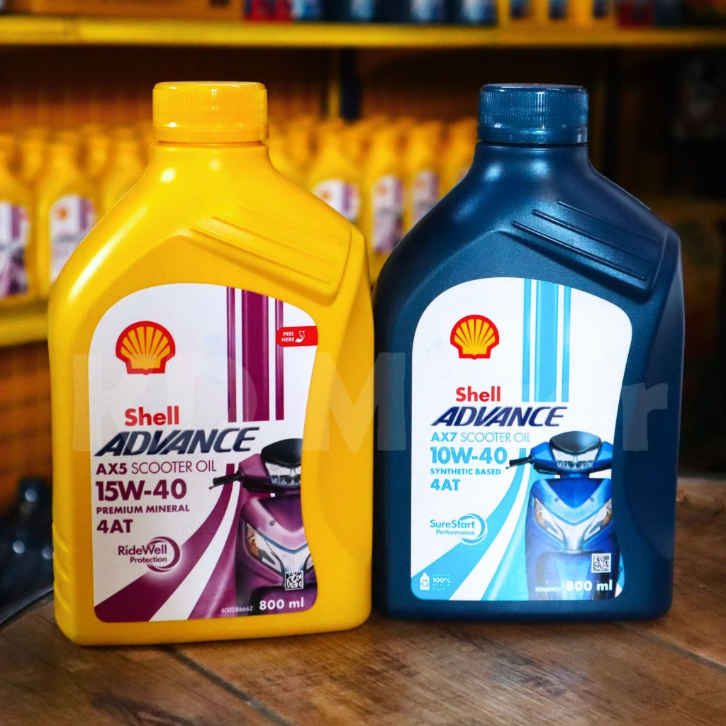 น้ำมันเครื่องมอเตอร์ไซค์เกียร์ออโต้ Shell Scooter Oil AX3/AX7 800 ml
