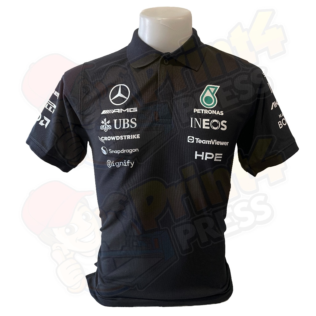 Polo คอปกสีดำ เมอซิเดส Mercedes F1 2026 AMG Petronas เสื้อเชิ๊ต เสื้อคอปก เสื้อ shirt 100% Cotton ผ้าคอตตอน100% ราคา ถูกที่สุด ดีลบีเคเค แกลเลอรีภาพที่ 2