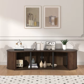 Tomato Home ชั้นทีวี Flutoria oval TV cabinet กว้าง W150ซม| วางทีวีใหญ่สุด65นิ้ว ชั้นทีวีโค้ง สวยงาม