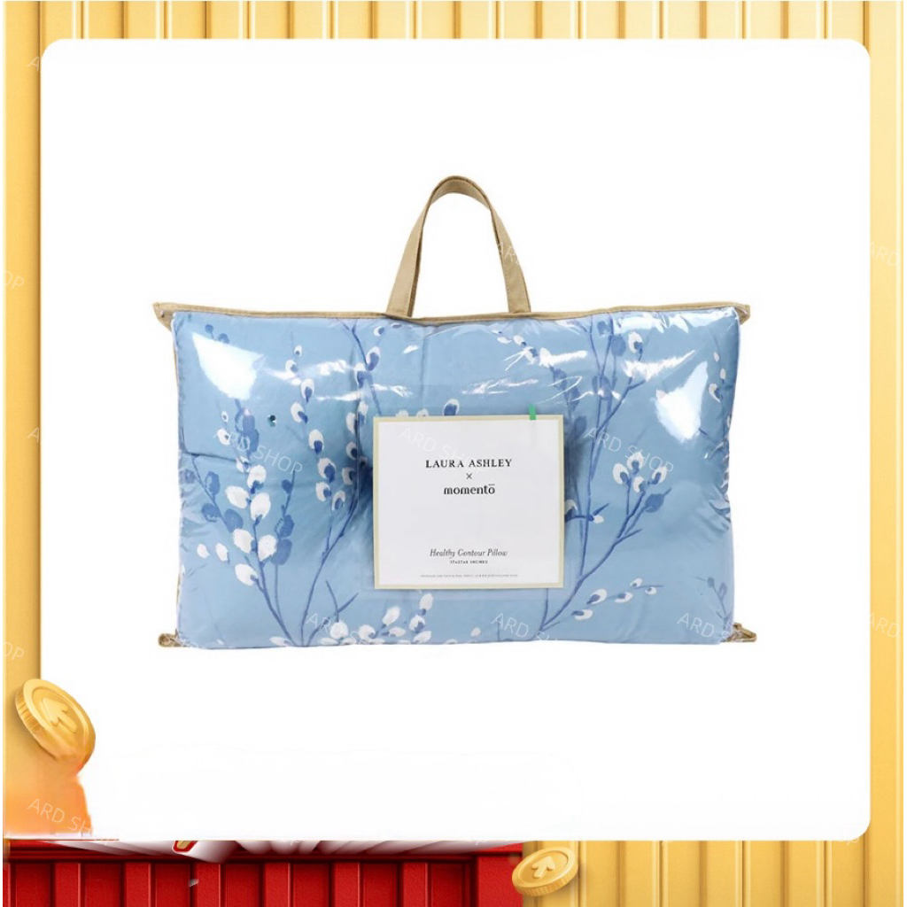 🔥พร้อมส่ง🔥ส่งทันที✨ Momento x Laura Ashley หมอนสุขภาพ สุดหรู พิมพ์ลายวินโลว์ ขนาด 17x27 นิ้ว สีฟ้า ✨