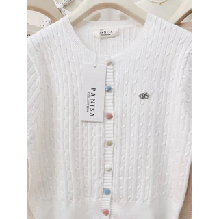 PANISA เสื้อคอกลมไหมพรมเปีย กระดุมหน้า (สาวอวบใส่ได้)