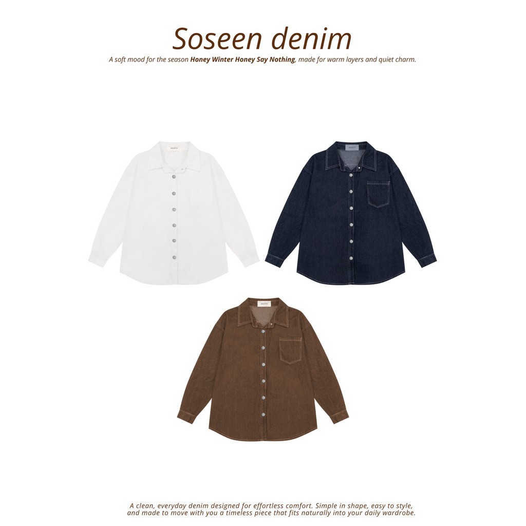 MALISTA - Soseen denim เสื้อยีนส์กระดุมปั้มหัวใจ