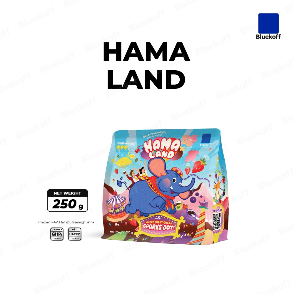 Bluekoff เมล็ดกาแฟเบลนด์  Hama Land อราบิก้า 100% (1 ถุง บรรจุ 250 กรัม)