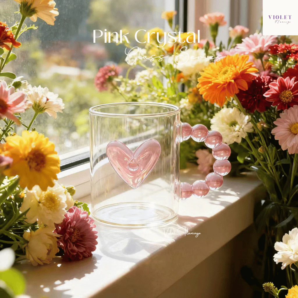 Violet Flamingo - Pink Crystal Glass Series แก้วน้ำ แก้วแชมเปญ แก้วไวน์ ประดับลายผีเสื้อสีชมพูหรือลายหัวใจ/โบว์โรแมนติก thumbnail 4