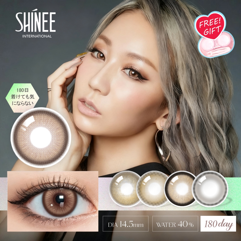 【FREE!GIFT】shinee คอนแทคเลนส์ Mocha Brown / Swirl Gold / Gray ตาใหญ่ ลายฮิต ขายดีมาก DIA14.5mm ,HE250-1
