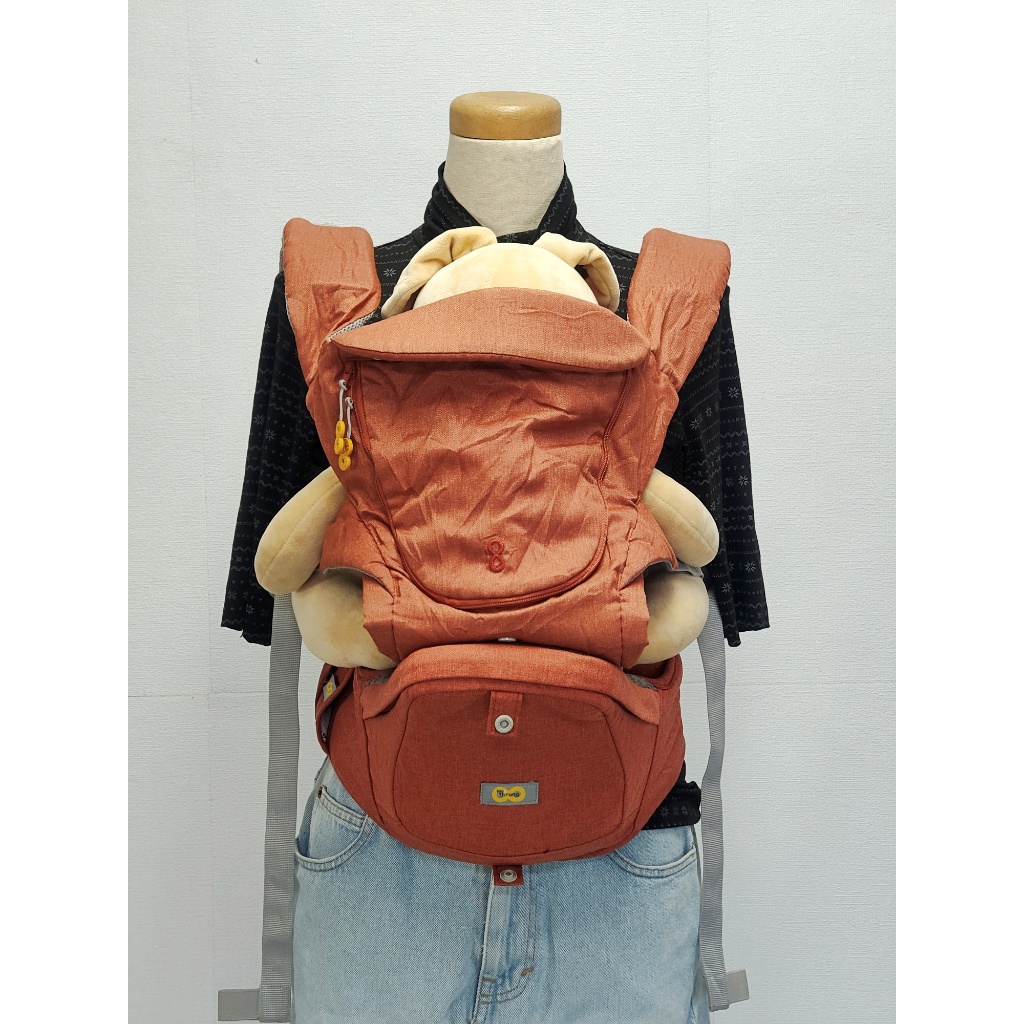 เป้อุ้มเด็ก i-angel 💯 แบรนด์เกาหลี Full Carrier + Hipseat สีส้มอิฐ สภาพใหม่