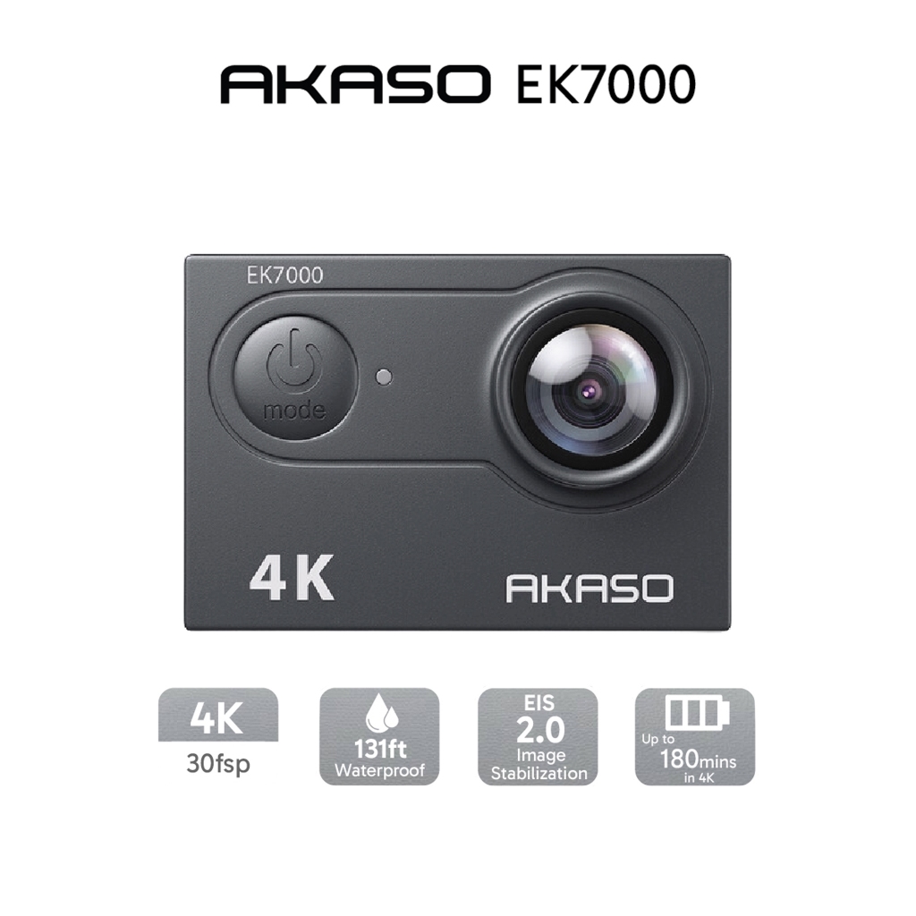 AKASO EK7000 กล้อง Action Camera กันน้ำ วิดีโอ 4K และภาพถ่าย 20MP คมชัด I รับประกัน 1 ปี - DIMI