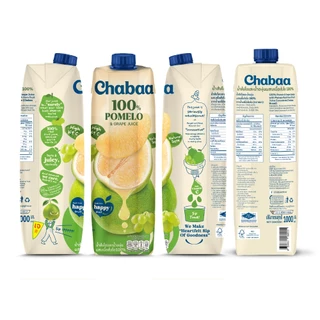 [ยกลัง 12 กล่อง] CHABAA น้ำส้มโอและน้ำองุ่นผสมเนื้อส้มโอ 100% 1000 มล.