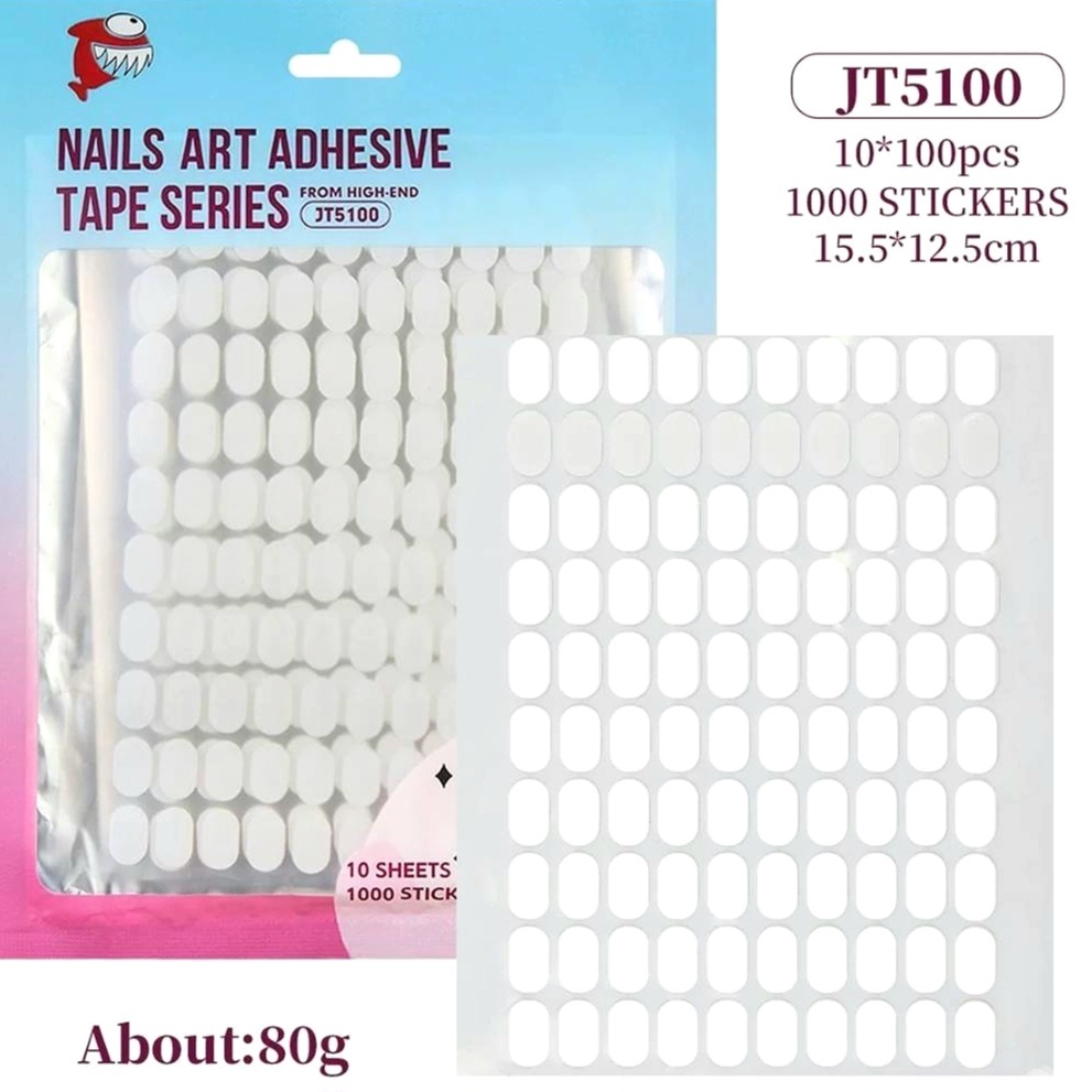 สติ๊กเกอร์กาว 2หน้าเนื้อบาง วงรีติดแท่นฝึกเล็บ 12.5×15.5มม.Sticker Double side แบบแผ่น 10×100pcs