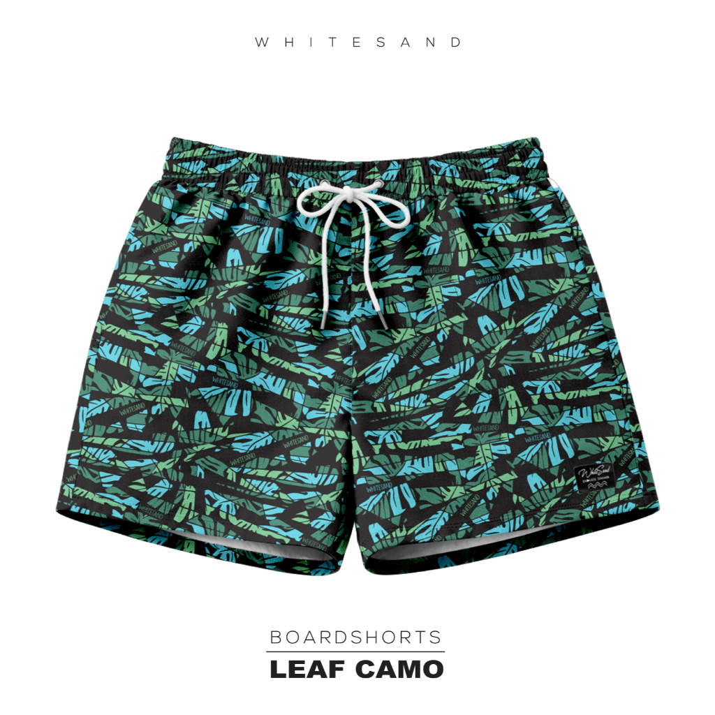WhiteSand Men Boardshorts | กางเกงว่ายน้ำผู้ชาย ลาย Leaf Camo