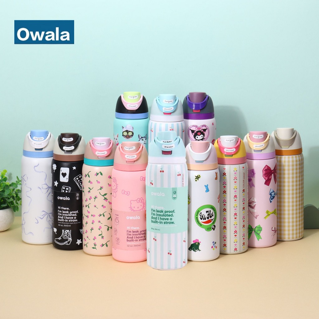 พร้อมส่ง OWALA freesip ขวดน้ำเก็บอุณหภูมิ โอวาล่า ความจุ 24oz/วัสดุสแตนเลส 304