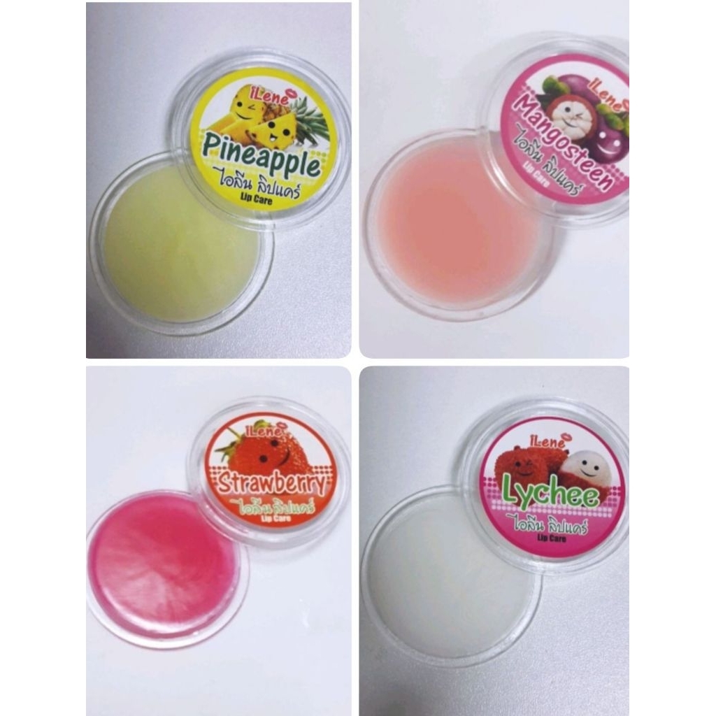 (คละสูตร 4 ชิ้น) ไอลีน ลิปแคร์ (สัปปะรด+ลิ้นจี่+สตรอเบอรี่+มังคุด) ขนาด 5 กรัม