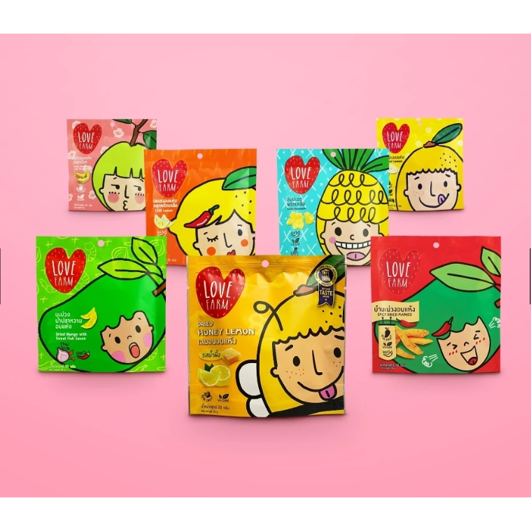 เลิฟฟาร์ม (LOVEFARM) - แพ็ค 7 ซอง 7 รสชาติ ผลไม้อบแห้ง