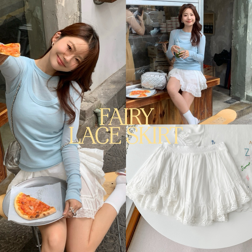 -𝐂𝐡𝐢𝐯𝐚- พร้อมส่ง‼️ lace skirt | กระโปรงลูกไม้ไล่เลเยอร์(ซับในกางเกง)