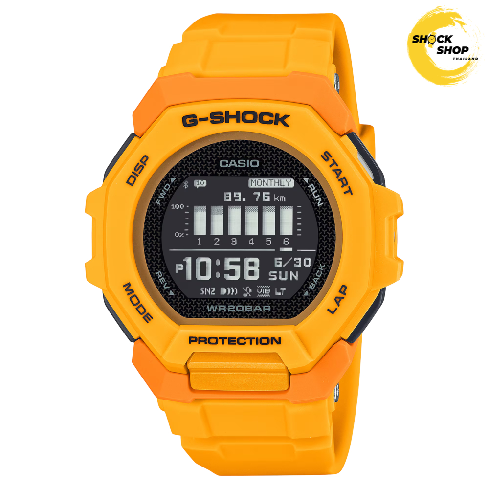 CASIO G-SHOCK นาฬิกาข้อมือ ผู้ชาย รุ่น GBD-300-9 ซีรีส์ GBD-300 G-SQUAD วัสดุเรซิ่น สีเหลือง จีช็อค