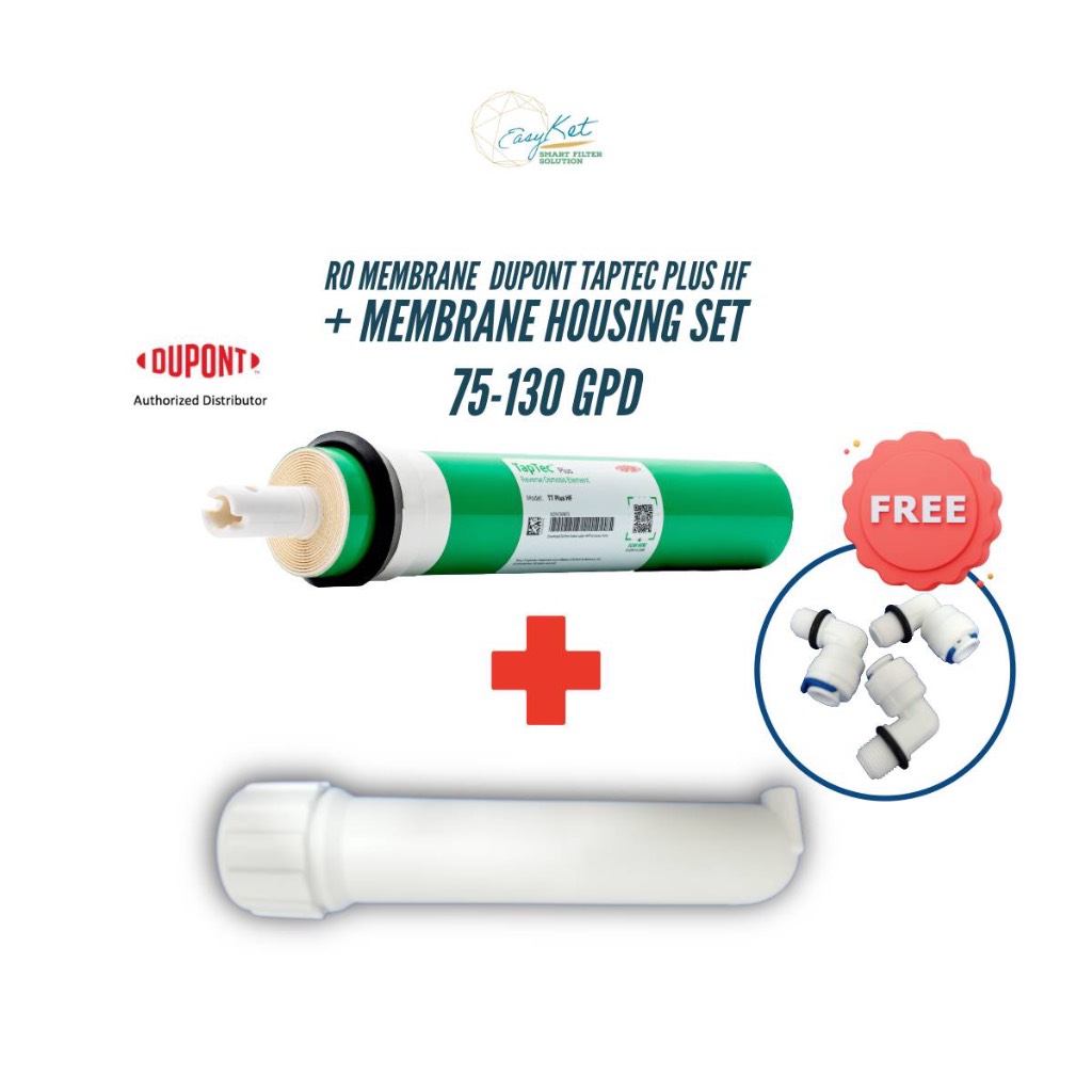ชุดไส้กรองเมมเบรนพร้อมกระบอก RO EasyKet DuPont TapTec Plus HF (75-130 GPD) & RO Membrane Housing Set