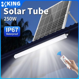 KING ไฟโซล่าเซลล์ 300W ไฟโซล่าเชล1แถม1 ไฟโซล่าเซลล์หลอดยาว  IP67 Waterproof solar light ป้องกันฟ้าผ่า ปรับได้ 360°