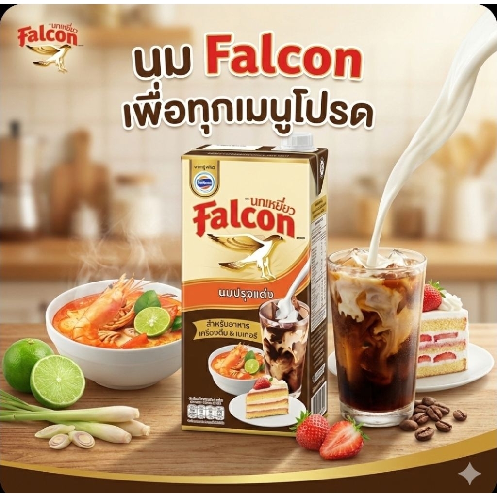 🥛Falcon นกเหยี่ยว นมปรุงแต่ง ขนาด 1,000 มล.🥛