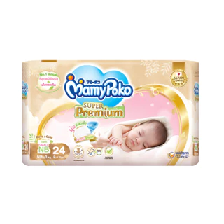 MamyPoko ผ้าอ้อมเด็กแบบเทป ซุปเปอร์พรีเมี่ยม ไซส์ Small Newborn 24 ชิ้น