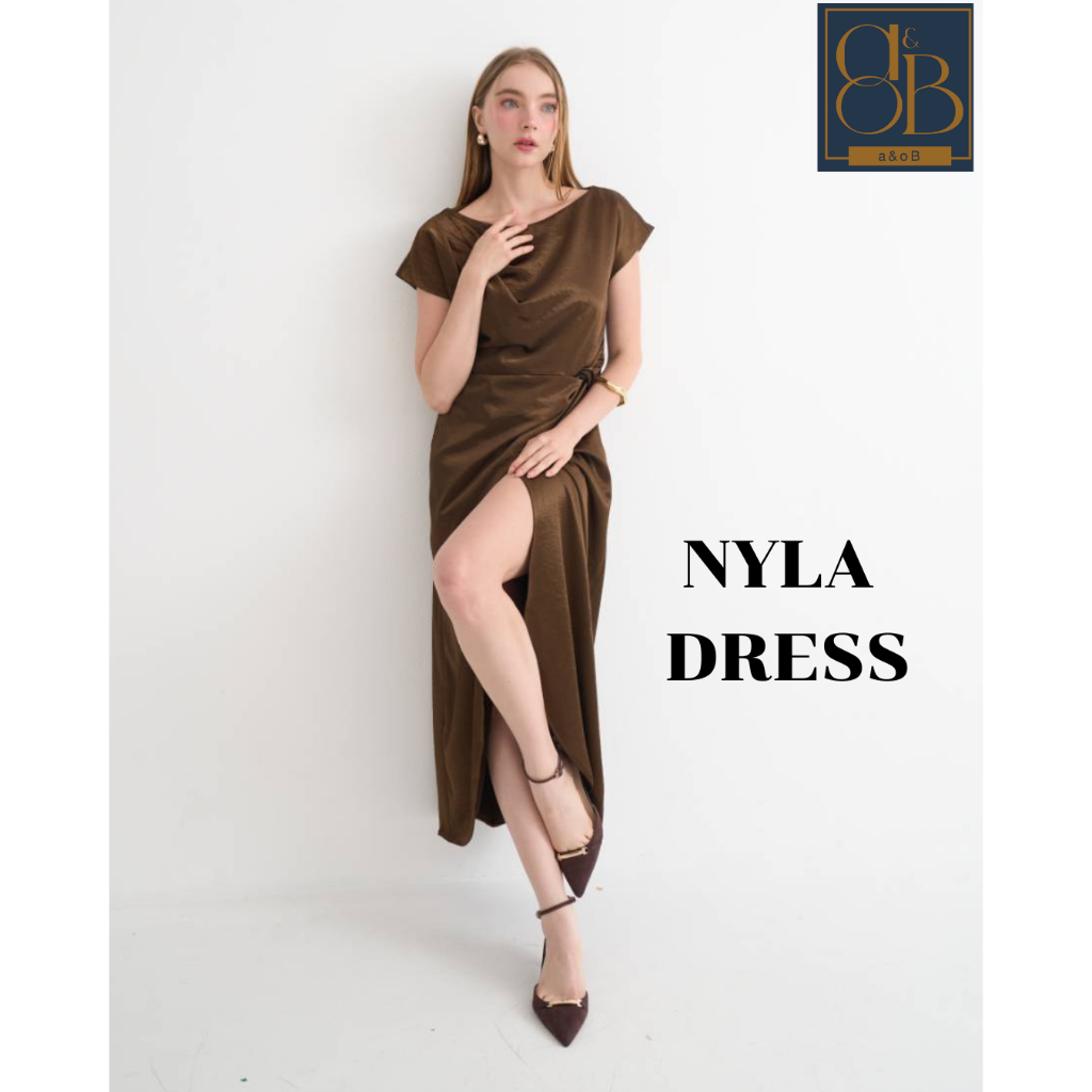 a&oB NYLA DRESS (PInk and BROWN)