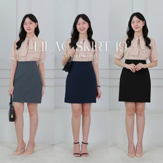 กระโปรงทำงานแฟชั่น ทรงเอ ยาว19'' Lilac Skirt (เหมาะกับคนมีสะโพก)