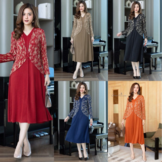 Cutie Minute  รหัสสินค้า PD023325  เดรสผ้าอัดพลีทลายกระดูกงู…